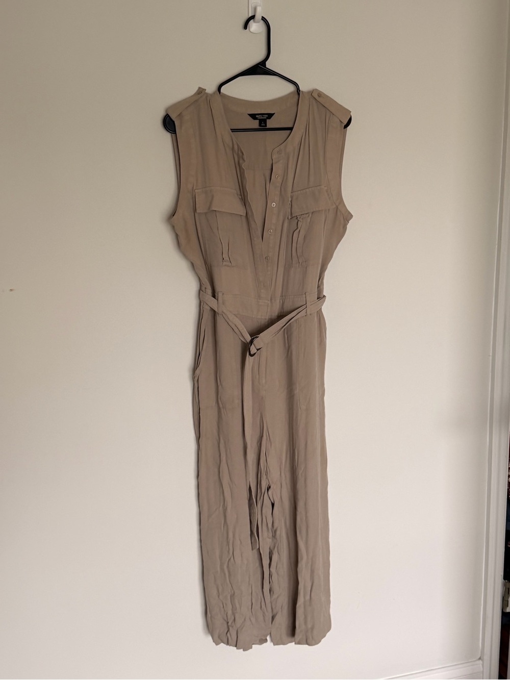 Simply Vera Vera Wang Sleeveless Button-Front Jumpsuit in Taupe